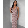 Růžové společenské dlouhé šaty HENTARI s flitry