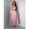 Starorůžové dlouhé plesové saténové šaty ZAYVIX