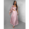 Starorůžové dlouhé plesové saténové šaty ZAYVIX