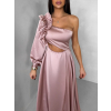 Starorůžové dlouhé plesové saténové šaty ZAYVIX