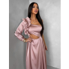 Starorůžové dlouhé plesové saténové šaty ZAYVIX