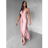 Starorůžové saténové dlouhé společenské šaty CELESTIA