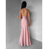 Starorůžové saténové dlouhé společenské šaty CELESTIA