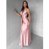 Starorůžové saténové dlouhé společenské šaty CELESTIA
