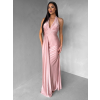 Starorůžové saténové dlouhé společenské šaty CELESTIA