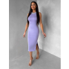 Světle fialové úpletové šaty KALANENI se zdobením u krku