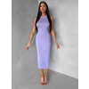 Světle fialové úpletové šaty KALANENI se zdobením u krku