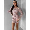Světle růžové společenské třpytivé šaty OLIVEXY s flitry