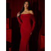 Červené dlouhé společenské šaty SYTRENO se spadlými rameny