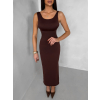 Hnědé přiléhavé midi šaty TREVY s odhalenými zády