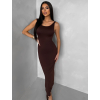 Hnědé přiléhavé midi šaty TREVY s odhalenými zády