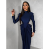Tmavě modré společenské tvarující šaty ROTORO s průstřihy