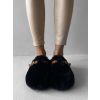 Černé huňaté pantofle FLUFFIES s páskem
