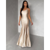 Béžové společenské dlouhé šaty GAREVIA s rozparkem