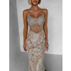 Béžové třpytivé luxusní plesové dlouhé šaty JEMIQUE