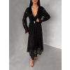 Černé krajkové společenské midi šaty LIRONDE
