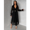 Černé krajkové společenské midi šaty LIRONDE