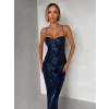 Tmavě modré společenské třpytivé šaty CALMIYA