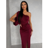 Vínové společenské šaty DUFOUR na jedno rameno