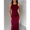 Vínové společenské dlouhé šaty VELMORO s body