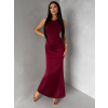 Vínové společenské dlouhé šaty VELMORO s body