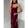 Vínové společenské dlouhé šaty BELUNA se šálem