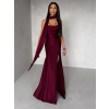 Vínové společenské dlouhé šaty BELUNA se šálem