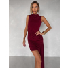Bordó elegantní asymetrické mini šaty ELOIR