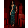 Smaragdové společenské dlouhé flitrované šaty SOLVAYA
