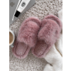 Růžové huňaté pantofle PUFFY