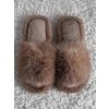 Hnědé huňaté pantofle PUFFY