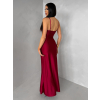 Bordó dlouhé saténové společenské šaty ORIXY s výstřihem