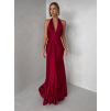 Bordó saténové dlouhé společenské šaty CELESTIA s vlečkou