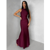 Bordó dlouhé společenské šaty LETERA s řasením