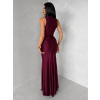 Bordó dlouhé společenské šaty LETERA s řasením