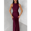 Bordó dlouhé společenské šaty LETERA s řasením