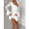 Bílé krajkované krátké šaty ZENITH s volánky