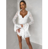 Bílé krajkované krátké šaty ZENITH s volánky