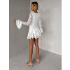 Bílé krajkované krátké šaty ZENITH s volánky