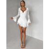 Bílé krajkované krátké šaty ZENITH s volánky