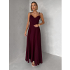 Bordó společenské dlouhé šaty LERDISEL na ramínka