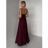 Bordó společenské dlouhé šaty LERDISEL na ramínka