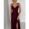 Bordó společenské dlouhé šaty LERDISEL na ramínka