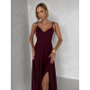 Bordó společenské dlouhé šaty LERDISEL na ramínka