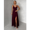 Bordó společenské dlouhé šaty LERDISEL na ramínka
