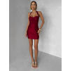 Bordó krátké mini koktejlové šaty JOLERYN