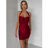 Bordó krátké mini koktejlové šaty JOLERYN