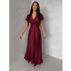 Bordó společenské jednoduché dlouhé šaty JUNADIE