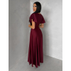 Bordó společenské jednoduché dlouhé šaty JUNADIE