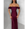 Bordó společenské dlouhé plesové šaty LUNZARO
